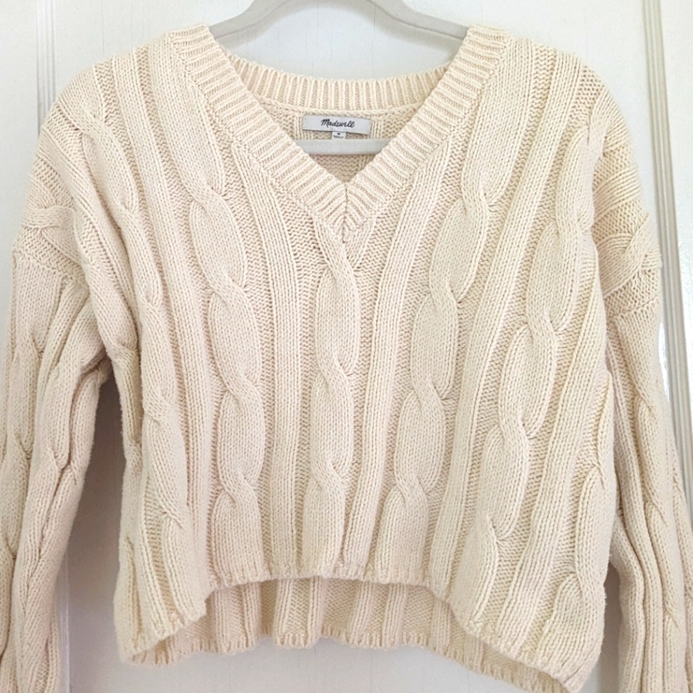 Madewell Cropped Cream Sweater